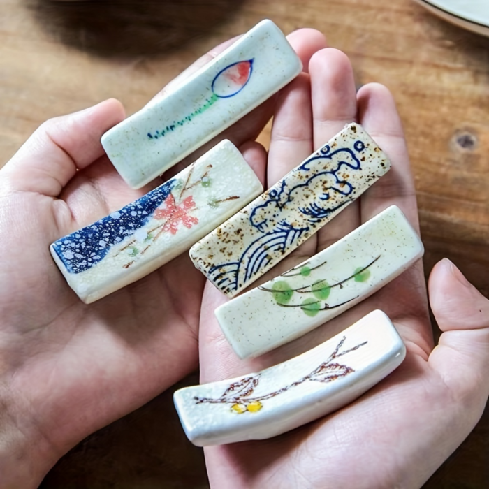 전통 수공예풍 도자기 수저받침 5종 세트