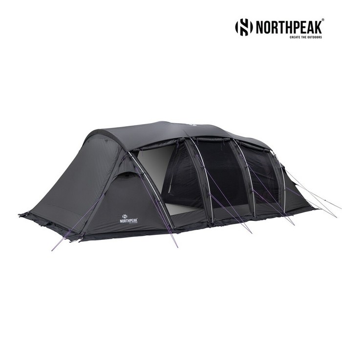 노스피크 Northpeak ATLANTIC OCEAN 2.0 RAVEN GRAY 2룸 패밀리 텐트 4인용 메쉬 UV 코팅 내수압 3000mm 인너텐트 그라운드시트 알루미늄 프레임