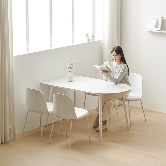 아그네스 반원 테이블 4인용 반타원형 포세린 세라믹 식탁 세트 1400