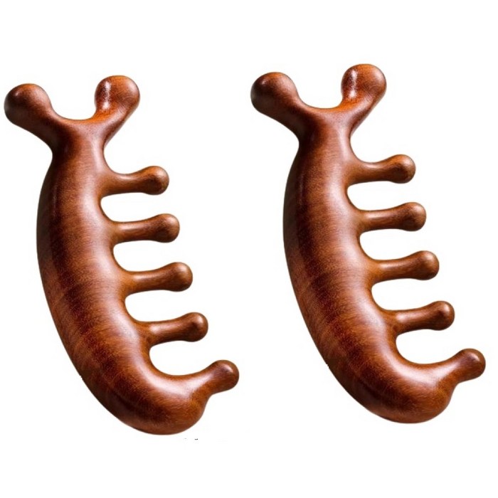 리빙대장 우드 두피 괄사빗 마사지기 2개, 2개 리빙대장 우드 두피 괄사빗 마사지기 2개, 2개