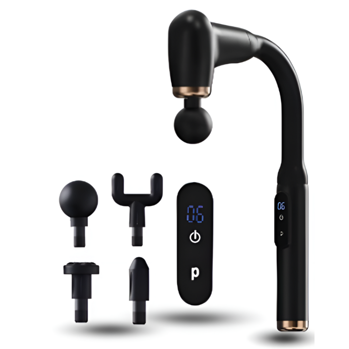 무선 핸디 마사지건 갈고리형 강력 6단 조절 진동 안마기 4종 헤드