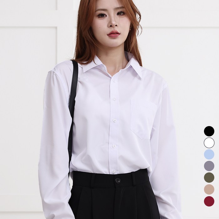 턴키 빅사이즈90130까지 여성용 찰랑 루즈핏 구김 적은 링클프리 스판 셔츠 남방 GNB9730