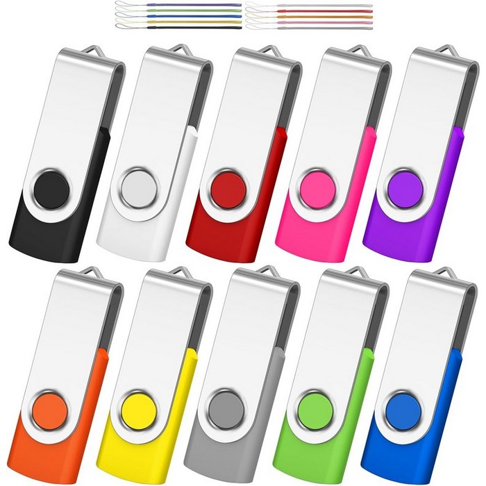 아레탑 플래시 드라이브 4GB 10팩 펜 메모리 스틱 USB2.0 USB 벌크 스위블 엄지 날짜 저장 장치 10 PCS  혼합 색상