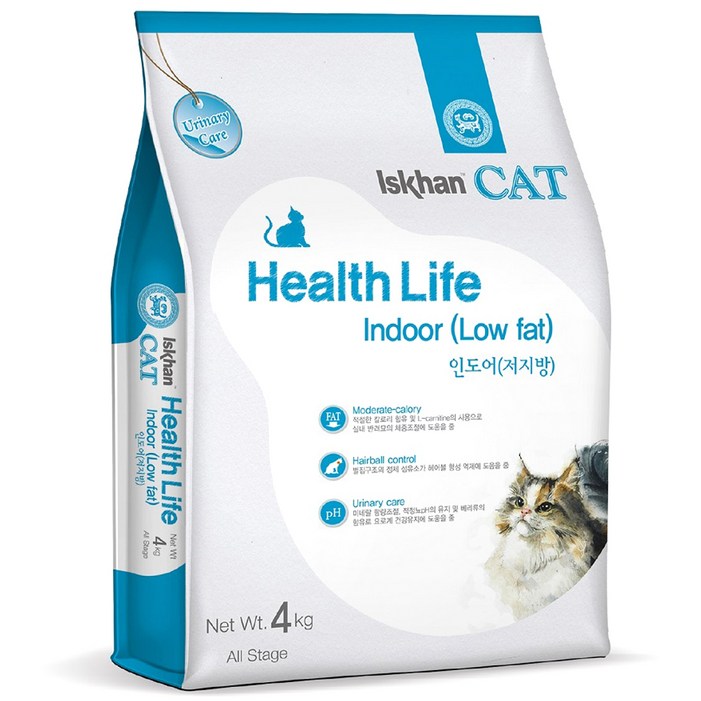 이즈칸 캣 헬스라이프 저지방 기능성 사료, 인도어, 4kg, 1개