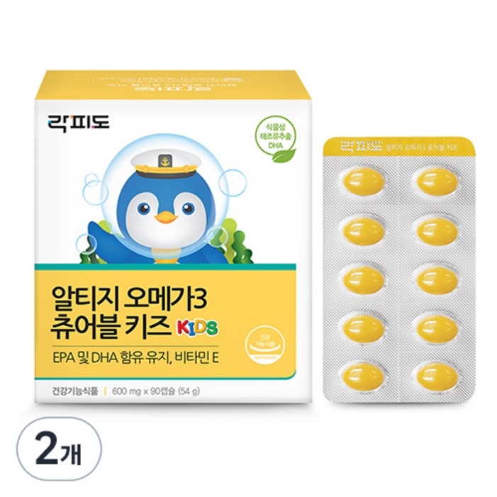 락피도 알티지 오메가3 츄어블 키즈, 90정, 2개 락피도 알티지 오메가3 츄어블 키즈, 90정, 2개