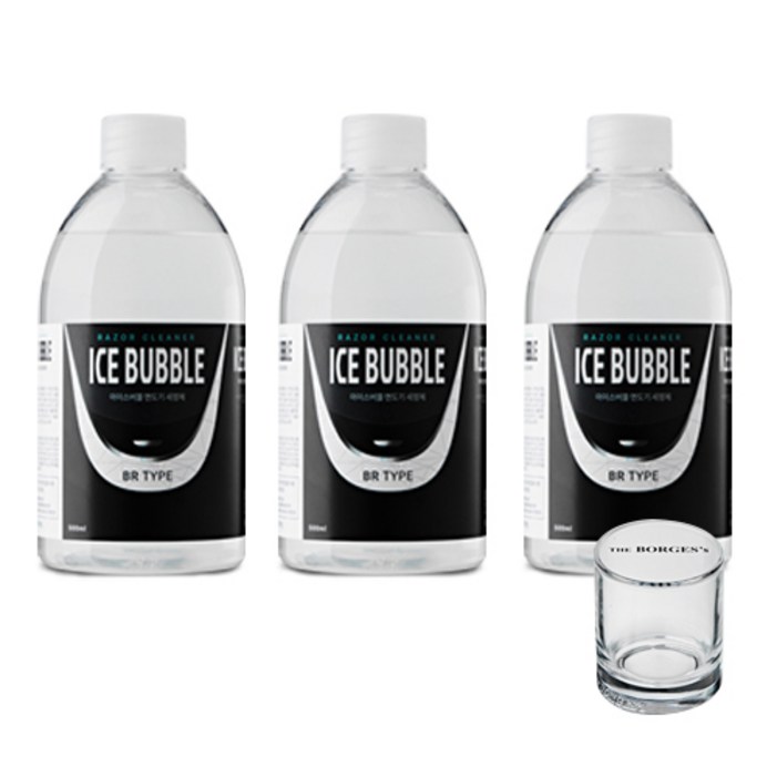 아이스버블 브라운 호환 BR타입 면도기세정액 500ml x 3p 세척용 유리컵, 단일상품, 단일색상