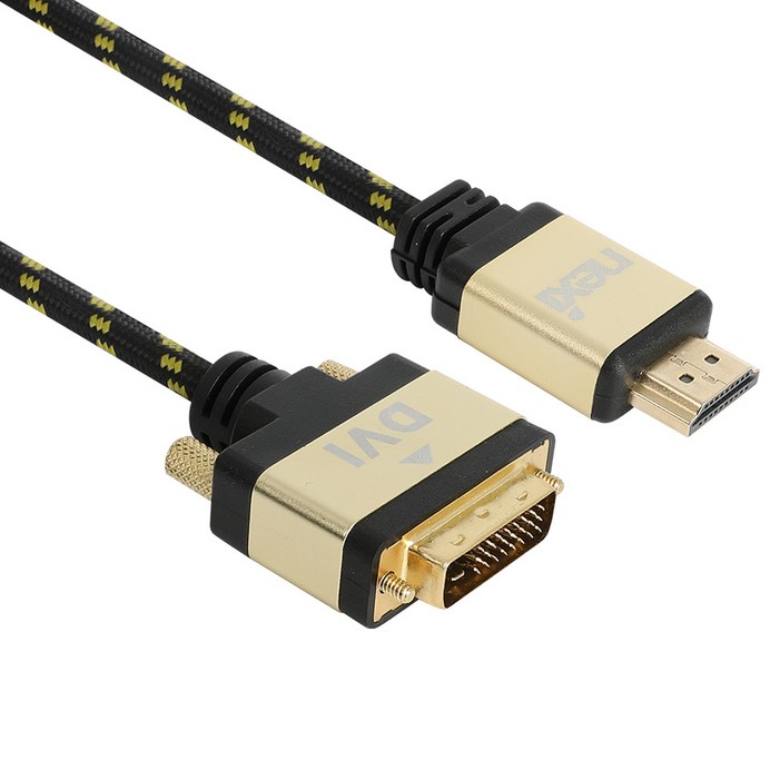 넥시 HDMI 2.0 TO DVI 메탈 케이블 Fine Gold NX997, 5m, 1개 넥시 HDMI 2.0 TO DVI 메탈 케이블 Fine Gold NX997, 5m, 1개