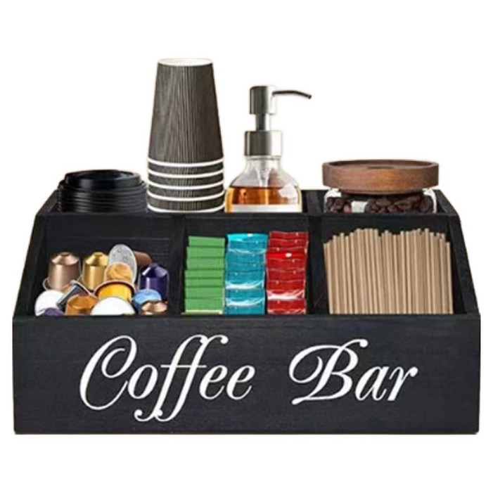 리브리카 커피 티백 탕비실 다용도 수납 트레이 정리함, 블랙, 1개