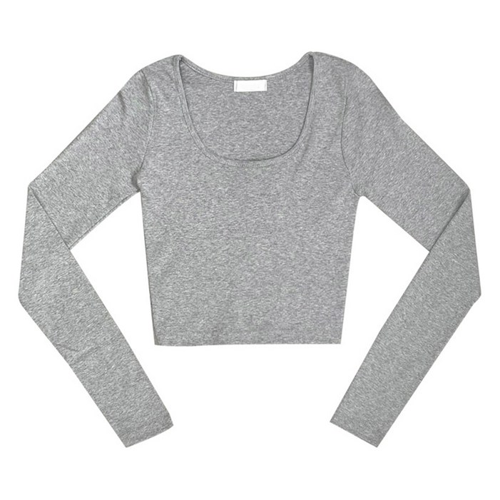 플랜데이 여성용 밍티 유넥 크롭 긴팔 티셔츠