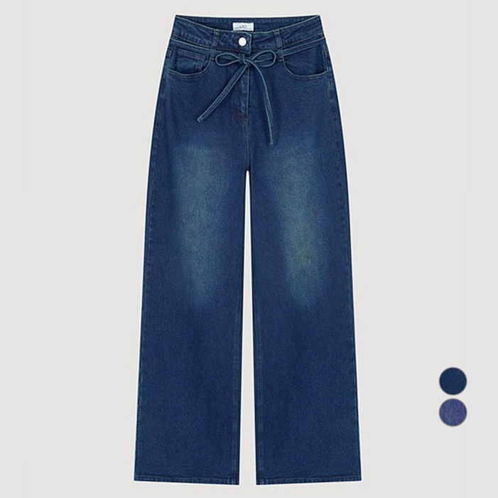 리스트 여성용 벨티드 와이드 데님 팬츠 TSMSLO72040