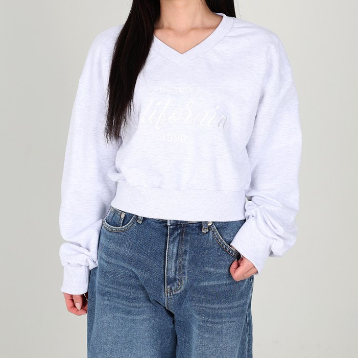 닷이프 여성용 캘리 브이 크롭 맨투맨