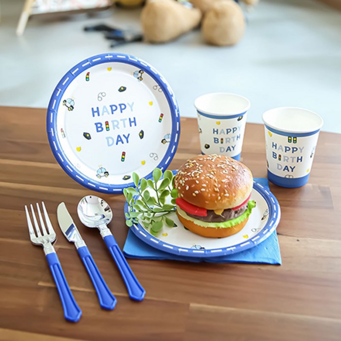 파티해 경찰관 생일 파티접시 18cm 20p  파티컵 20p 세트, 1세트