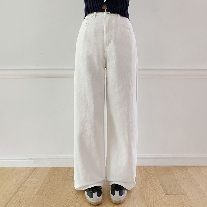 플랜데이 여성용 롱/숏 기장 로이 와이드 코튼 팬츠