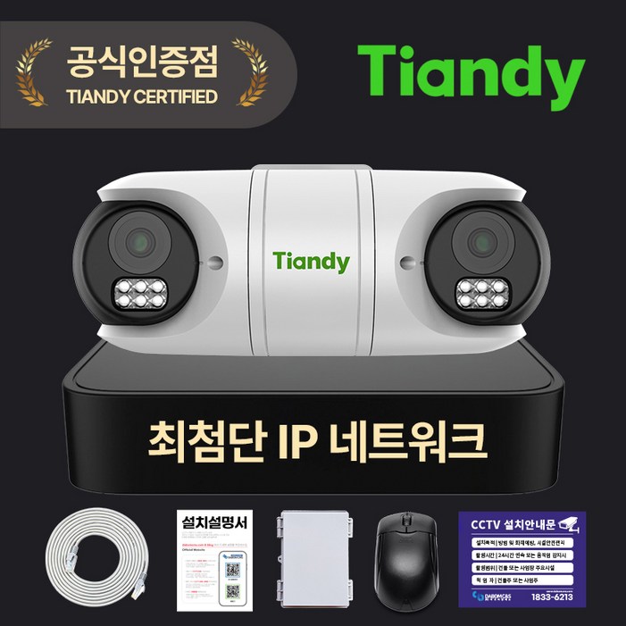 360도 상하좌우 양방향 티앤디 듀얼 200만화소 IP CCTV 녹화기 세트 HDD 1TB 포함