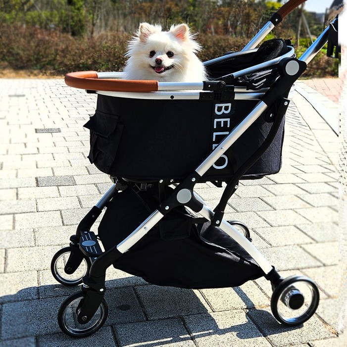 Bello 강아지유모차 개모차 중소형견 분리형 퀵폴딩 경량 강아지가방 접이식 캐리어, 골드