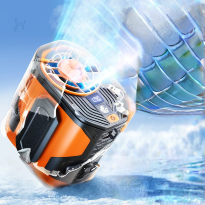 4세대컴포어 초강력 터보팬 야외용 옆구리 무선 충전용 선풍기, 오렌지, 1개, km401