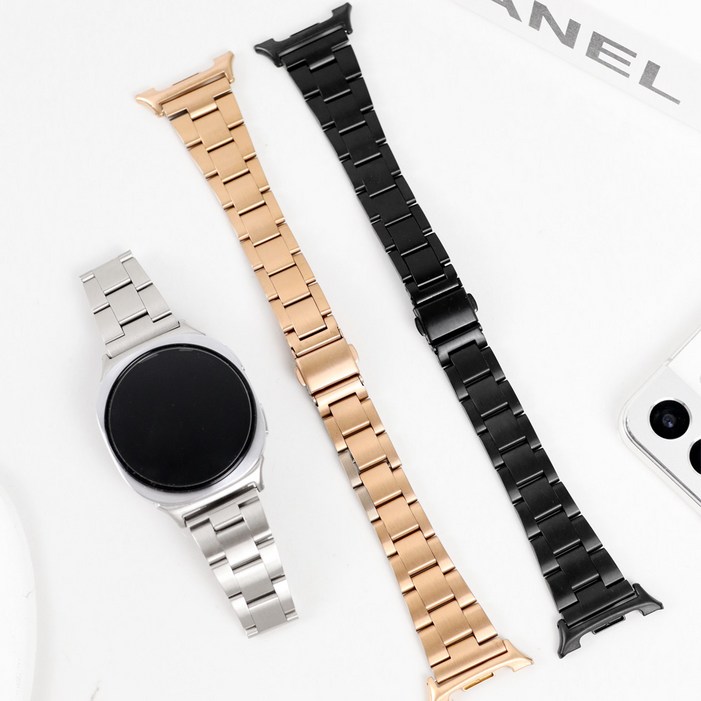 오르몽트 갤럭시워치8 7 6 5 4 3 호환 베이직 슬림 3선 메탈 스트랩 프로 클래식 액티브2 20mm 밴드 시계줄 줄질, 실버