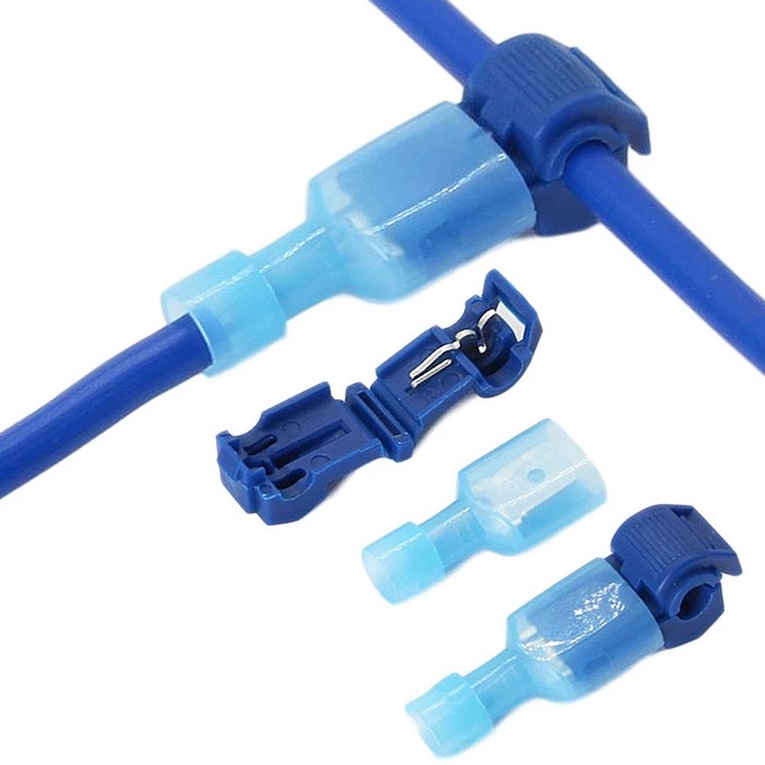 무탈피 T자형 전기 케이블 커넥터 10개입 넙적단자 배선조인트 크림프 터미널 와이어, 10개