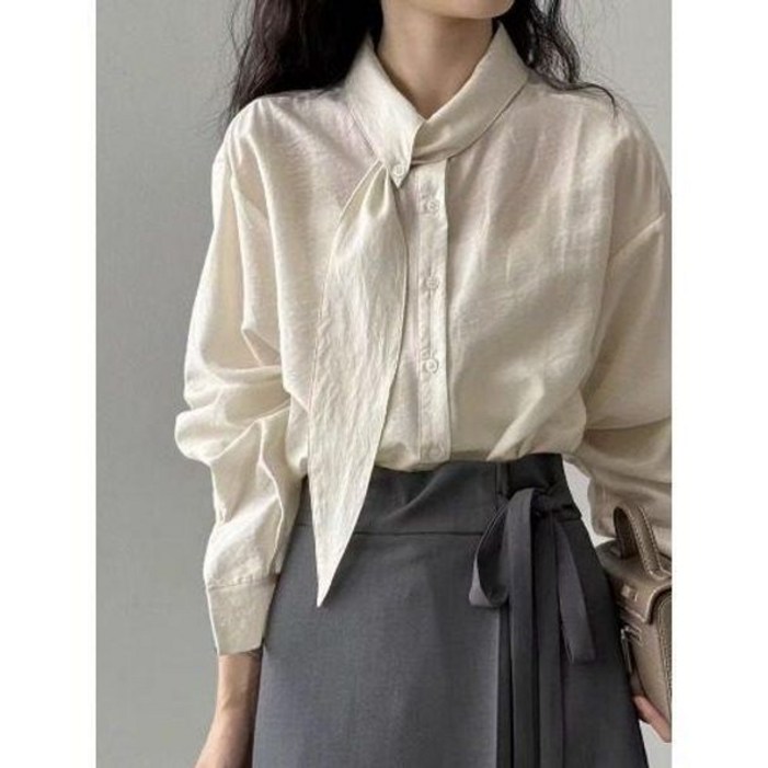 여성 긴팔 블라우스 제이플로우 벌룬 보이즈 퍼프 프릴 브이넥