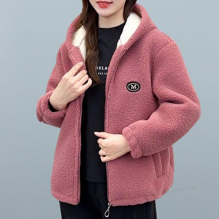 겨울 여자 루즈핏 기모 두툼 플리스 후드집업 중년여성 뽀글이 후리스 후드 자켓 점퍼 코트