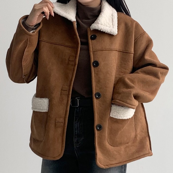 스타앤코 여성 무스탕 자켓 양털 리버시블 코트