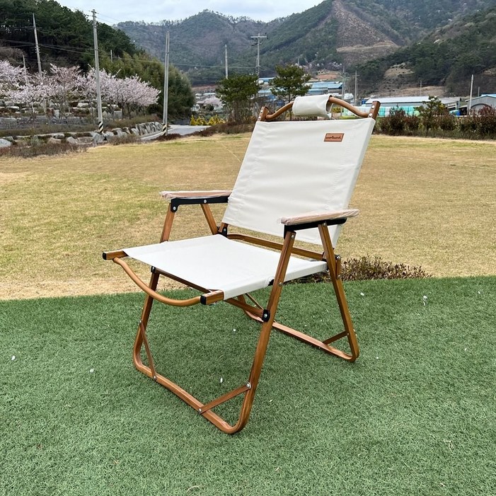 캠프밸리 폴딩 로우체어 캠핑의자 릴렉스 알루미늄 조금 높은, 로우체어아이보리, 1개