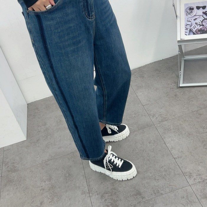 에브리룩 진청 포켓라인 스판 뒷밴딩 데님 청바지M2XL