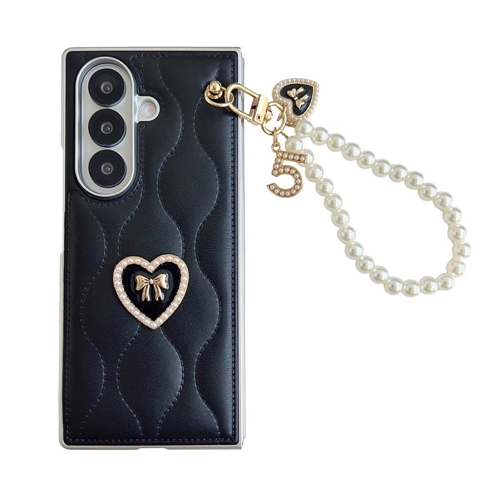 윰스모르 진주 스트랩 갤럭시 플립 폴드 휴대폰 케이스