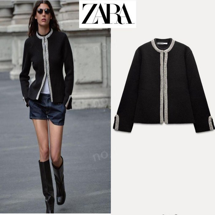 자라 신상 여성 비즈 니트 가디건 자켓  zara