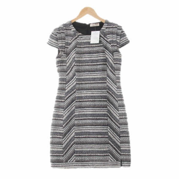 9959 sjsj 네이비 스트라이프 울혼방 메탈트위드캡소매모직원피스 8294160