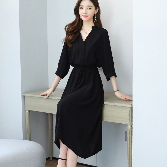 오샤레 여성 고급 브이넥 빅사이즈 원피스 오샤레 여성 고급 브이넥 빅사이즈 원피스