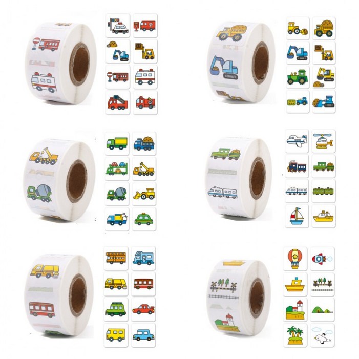 6종 중장비 자동차 비행기 스티커