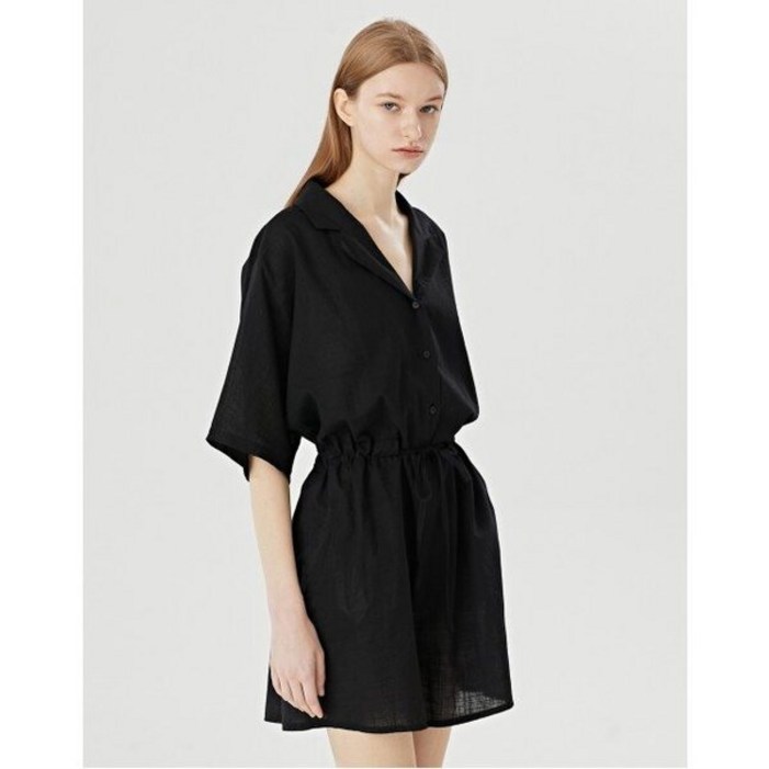 GGPX 캐쥬얼 카라넥 린넨 스트링 점프수트 GOAOW026D