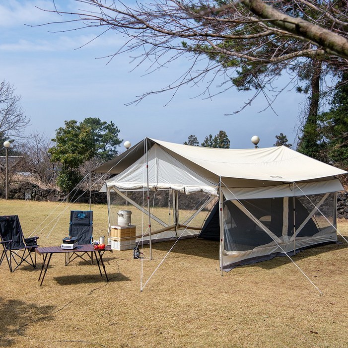 제드 마티렉타타프 스크린 세트 대형 블랙코팅 장박 풀세트 5.5×4.4m, 크림, 크림