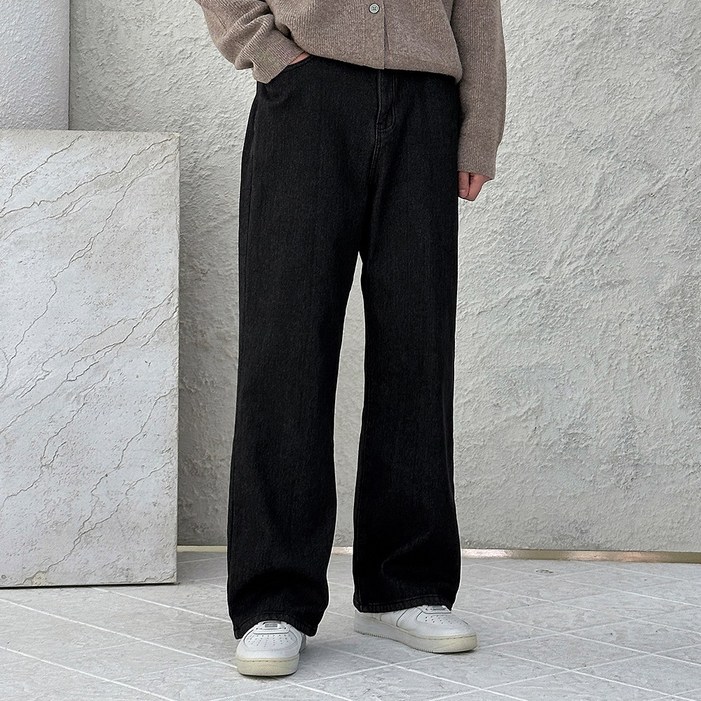 더맨쉽 기모 본딩 안감 와이드 스판 데님 팬츠 NJTCP27026