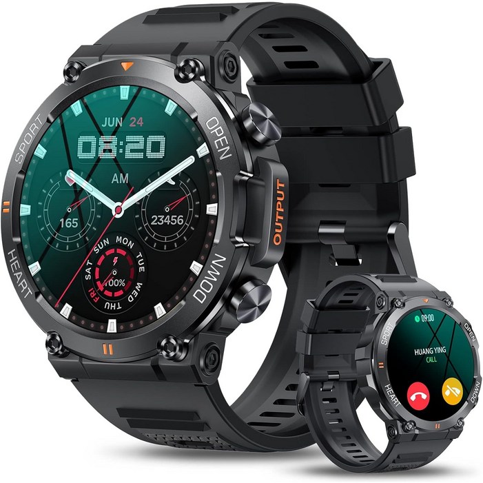 RichMagic K56PRO 1.39인치 먼지충격방지 방수 야외 스마트워치 블루투스통화 NFC GPS IP68 스마트 스포츠워치 47mm, 블랙, 46cm, GPS  블루투스