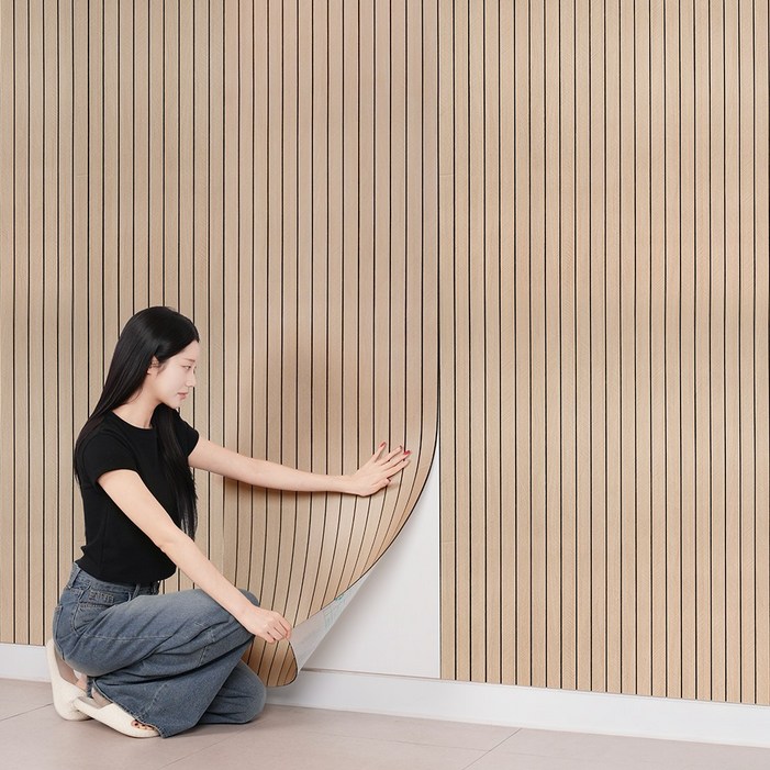 ErrifY 접착식 3D 템바보드 습기 방지 인테리어, 베이지우드