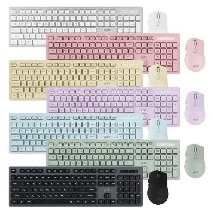 지클릭커 오피스프로 인체공학 무소음 무선 키보드  마우스  키스킨 세트