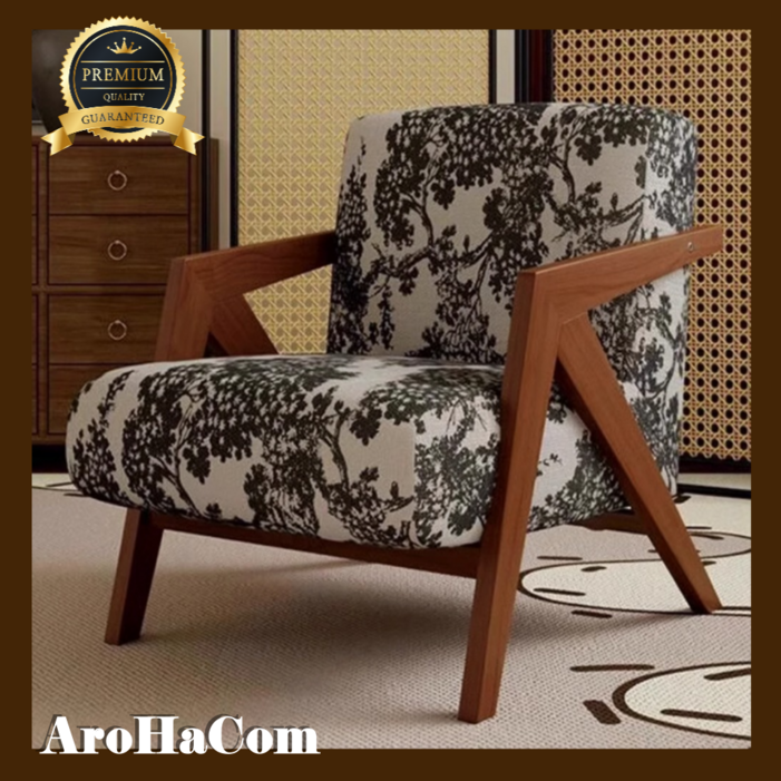 아로하닷컴 카페의자 낮은 라운지체어 암체어 1인 1인용 의자 엔틱 인테리어 미드센츄리 팔걸이, 1세트, 월넛자카드