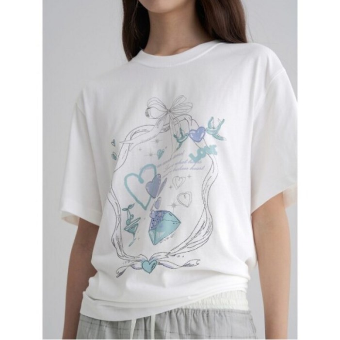 [에잇세컨즈] 그래픽 박시 티셔츠 화이트 (165842AQ31)