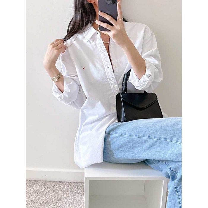 미국아울렛 타미힐피거 클래식 코튼 커스텀핏 남녀공용 셔츠 3색 택1 78B7122 오늘출발