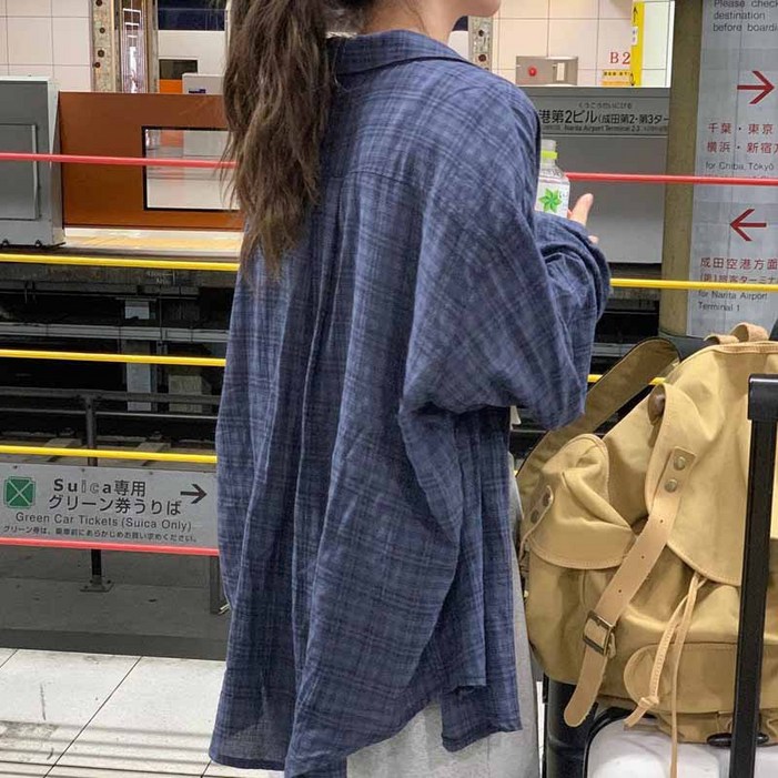 듀벨럽 여성 빅사이즈 데일리 체크 셔츠