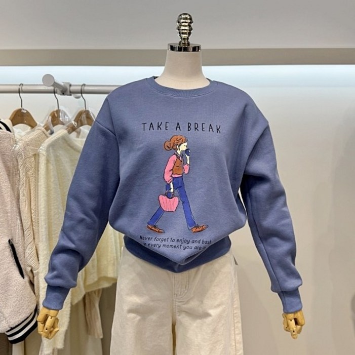 에잇컨셉 라운드넥 테이크걸 기모 맨투맨 C25L7FTS021BC1