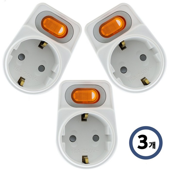 IT 다조아 1구 탭 절전형 멀티 스위치 3개, 3개, 흰색, 7cm