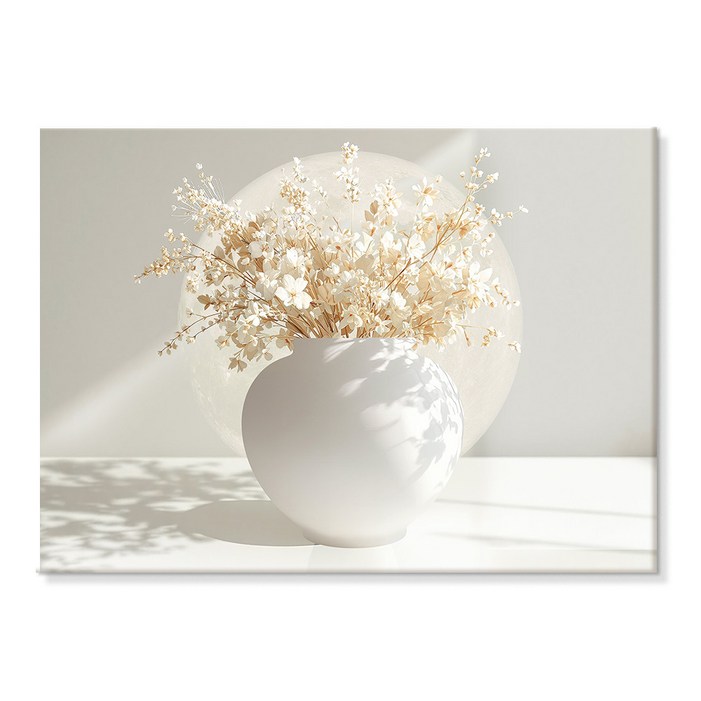 재물복 들어오는 은은한 달항아리 꽃그림 액자 5종 더아트컴퍼니 풍수 인테리어, 7. 재물 달항아리