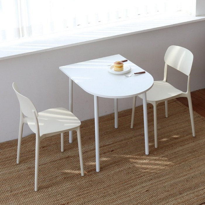 비알프렌드 오호테이블 반타원 식탁 7size, 화이트, 1인용