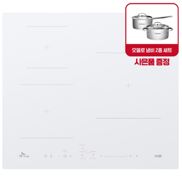 SK매직 3구 빌트인프리스탠딩 3구 유로케라 화이트 인덕션 전기레인지 사은품 냄비세트 무료설치 IHRB32A3