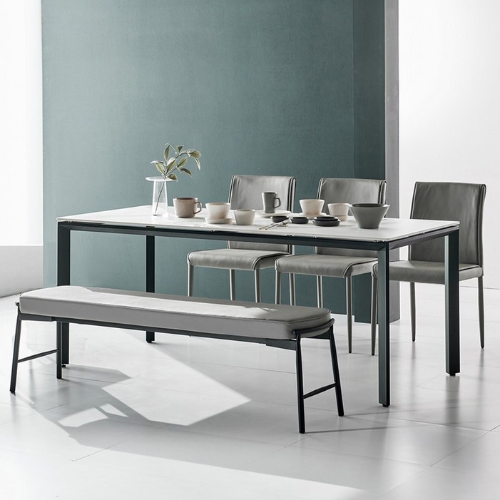 유씨엠 마레 6인용 세라믹 식탁세트 테이블의자3벤치1