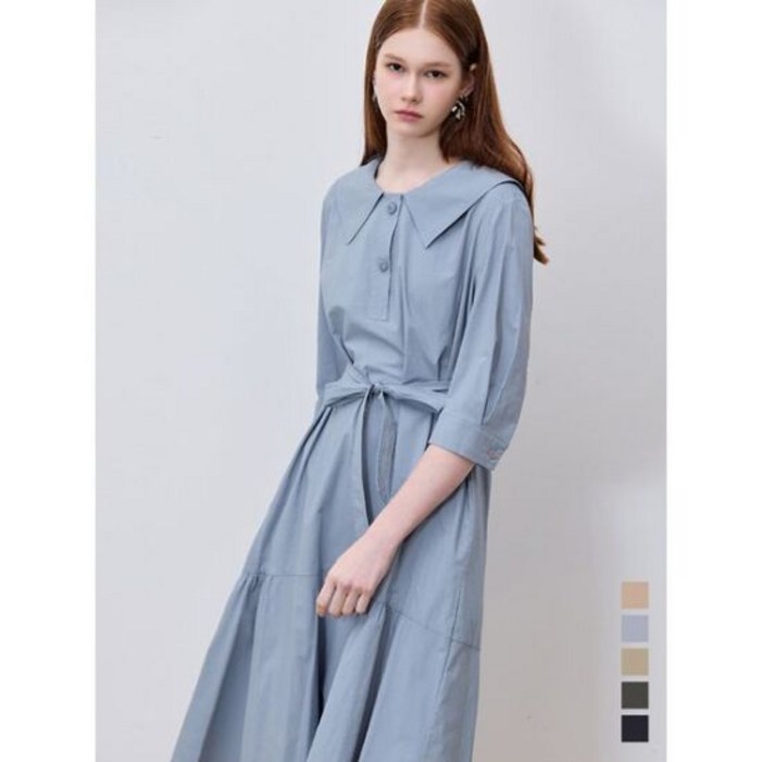 백화점 쉬즈미스 고퀄러티 에디션 빅 카라 벨티드 원피스 택가격： 358000원 328166