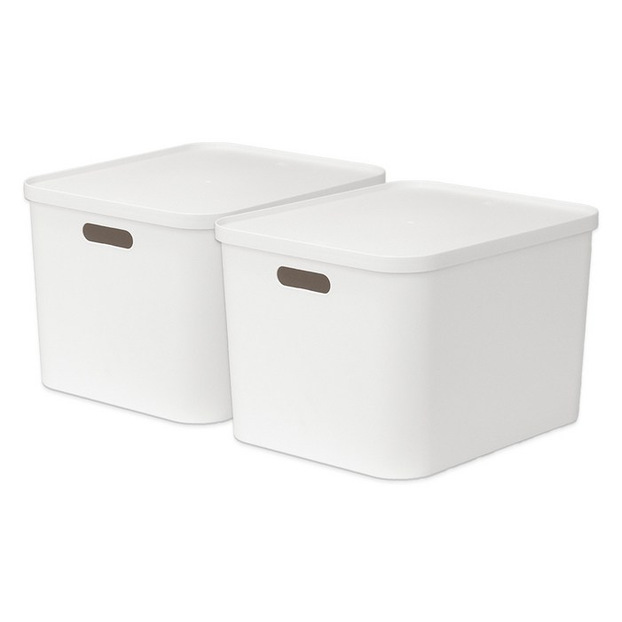 아임홈리빙 국내 제조 더채움 손잡이 팬트리 수납함, 화이트, 2개